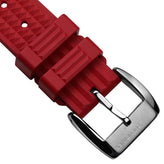 ZULUDIVER Seacroft Waffle FKM Rubber Dive Watch Strap (MkII) - Red - Brushed Buckle