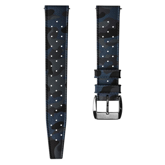 ZULUDIVER Tropic Style FKM Rubber Watch Strap - Camouflage Blue