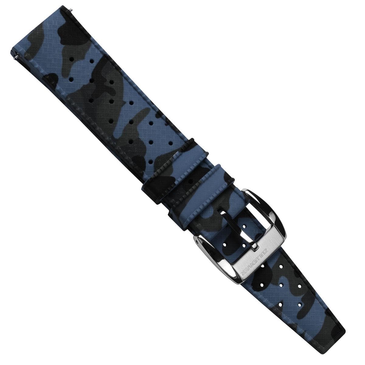 ZULUDIVER Tropic Style FKM Rubber Watch Strap - Camouflage Blue