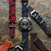 ZULUDIVER Tropic Style FKM Rubber Watch Strap - Camouflage Blue