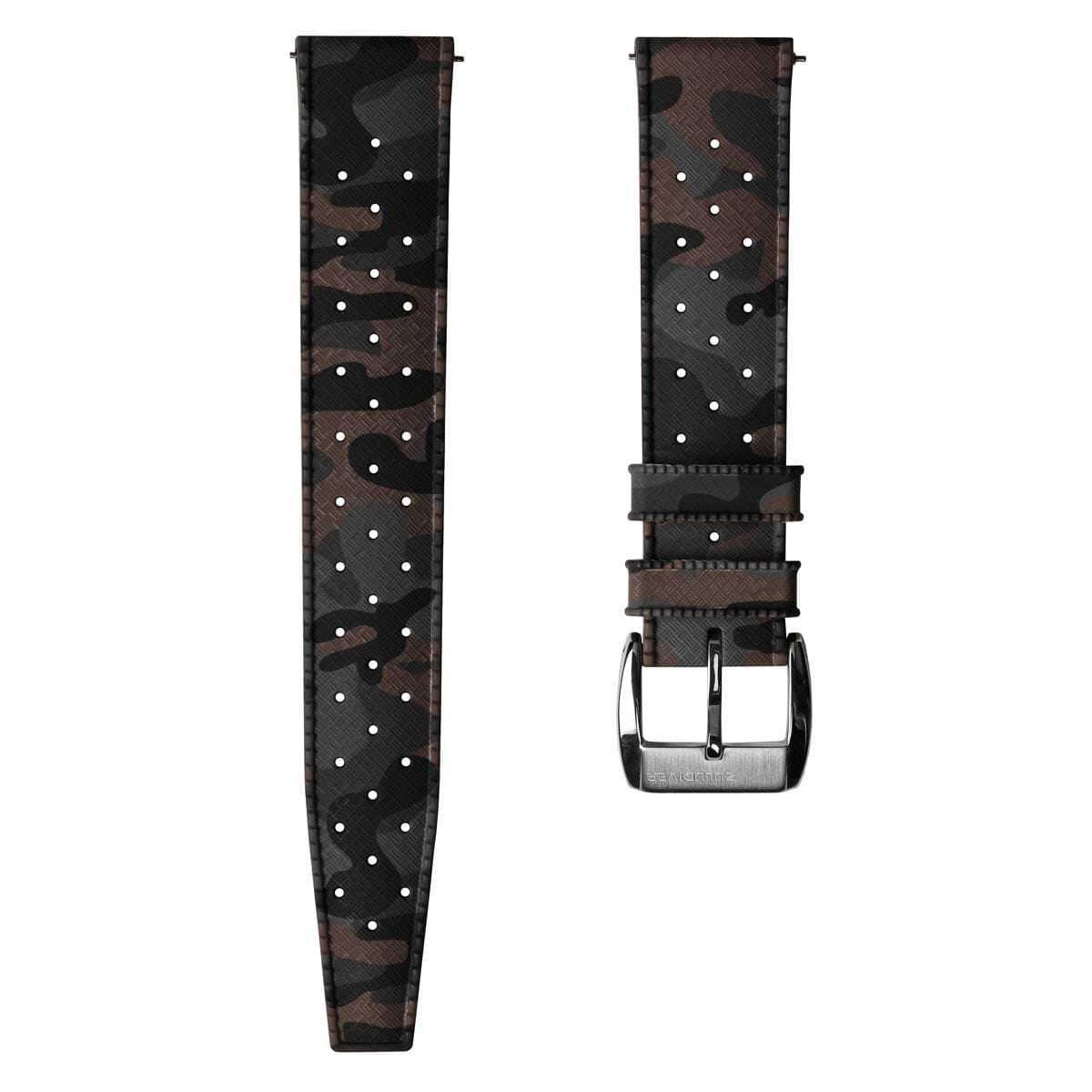 ZULUDIVER Tropic Style FKM Rubber Watch Strap - Camouflage Brown