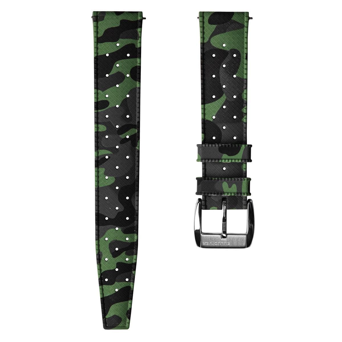 ZULUDIVER Tropic Style FKM Rubber Watch Strap - Camouflage Green