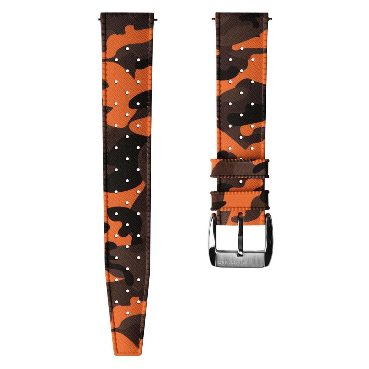ZULUDIVER Tropic Style FKM Rubber Watch Strap - Camouflage Orange