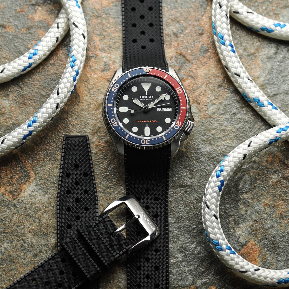 ZULUDIVER Vintage Tropical Style Rubber Watch Strap For Seiko SKX