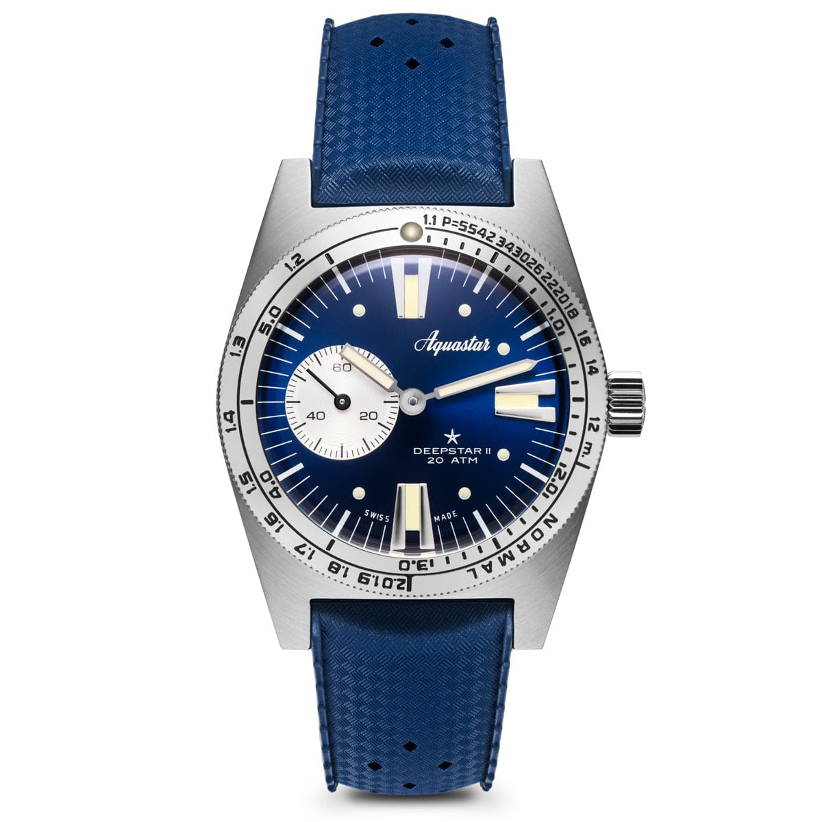 Aquastar Deepstar 2 37mm Blue Ray Dial TROPIC Strap