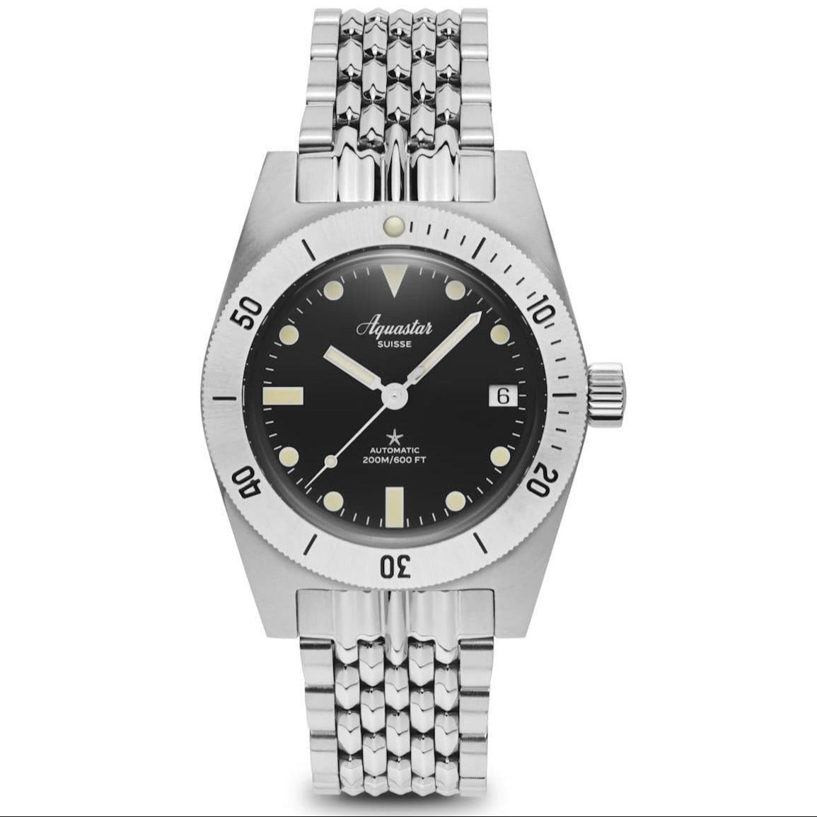 Aquastar Model 60 Black Dial BOR Bracelet