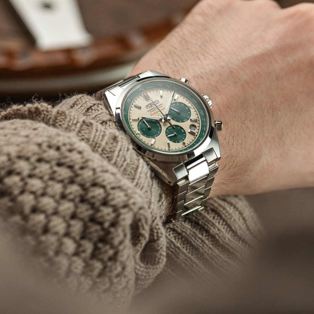 FORZO G2 Drive King Chronograph Watch - Cream / Green Dial
