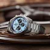 FORZO 406A EnduraTimer Chronograph with Light Blue Dial Lifestyle Image Side