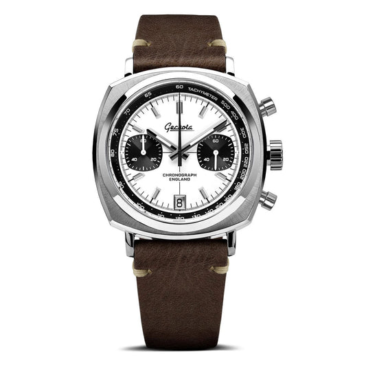 Geckota Chronotimer Racing Chronograph Watch White Dial Classic Panda VS-369-2 - LIKE NEW