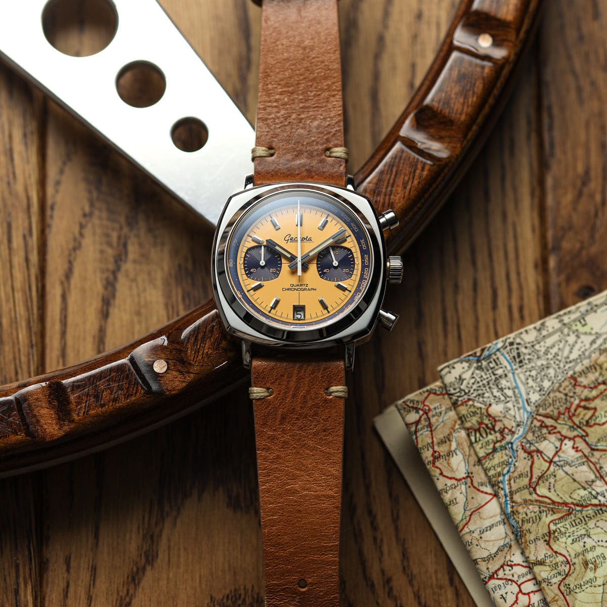 Geckota Chronotimer Yellow Dial Chronograph Watch - LIKE NEW