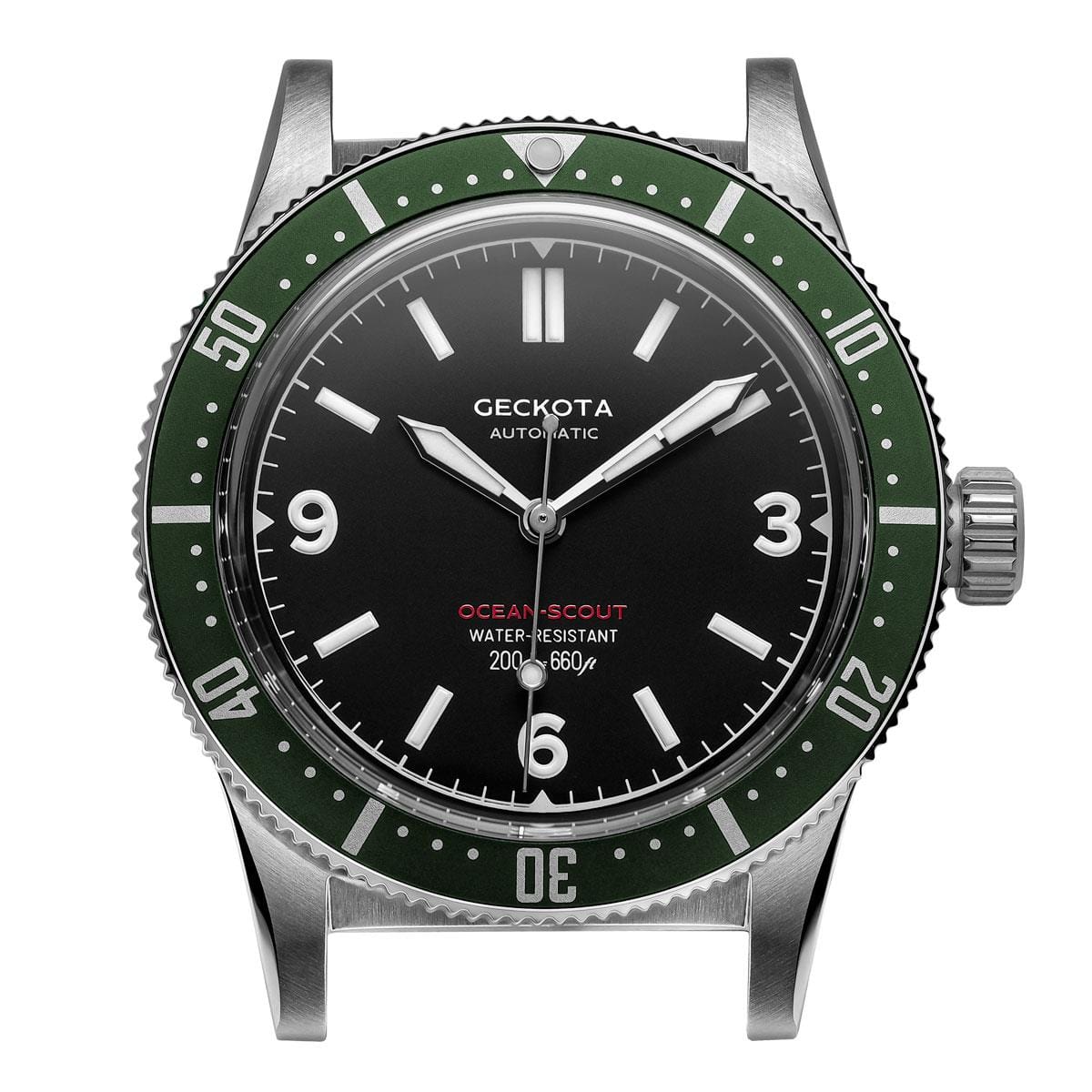 Geckota Ocean-Scout Dive Watch - Emerald Green - Berwick Stainless Steel Strap