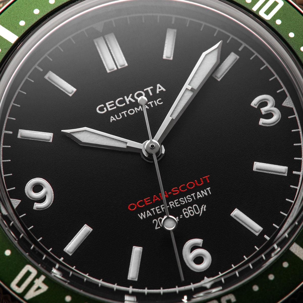 Geckota Ocean-Scout Dive Watch - Emerald Green - Berwick Stainless Steel Strap