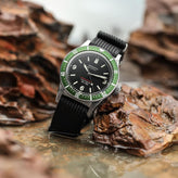 Geckota Ocean-Scout Dive watch - Emerald Green - Black Nylon Strap