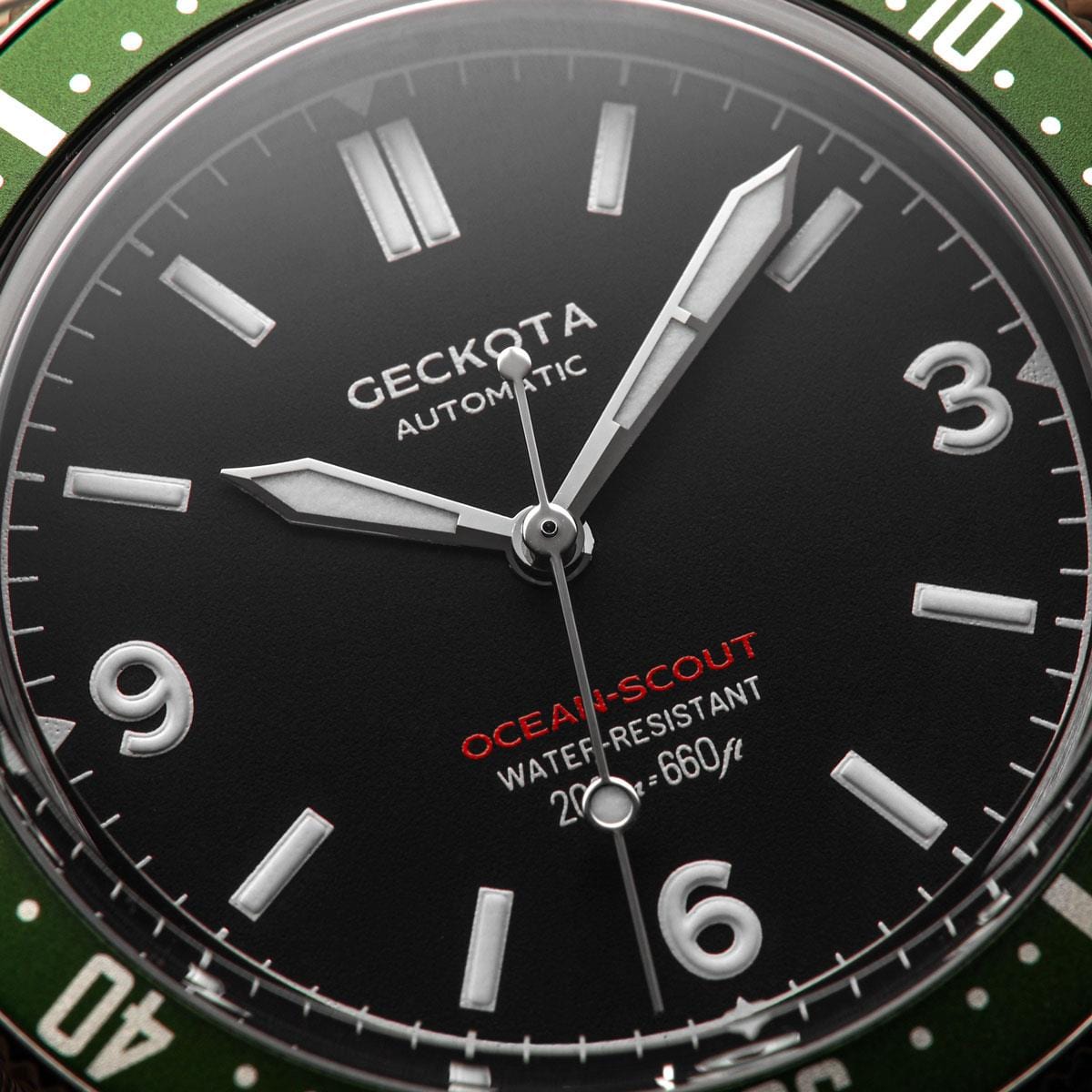 Geckota Ocean-Scout Dive watch - Emerald Green - Black Nylon Strap