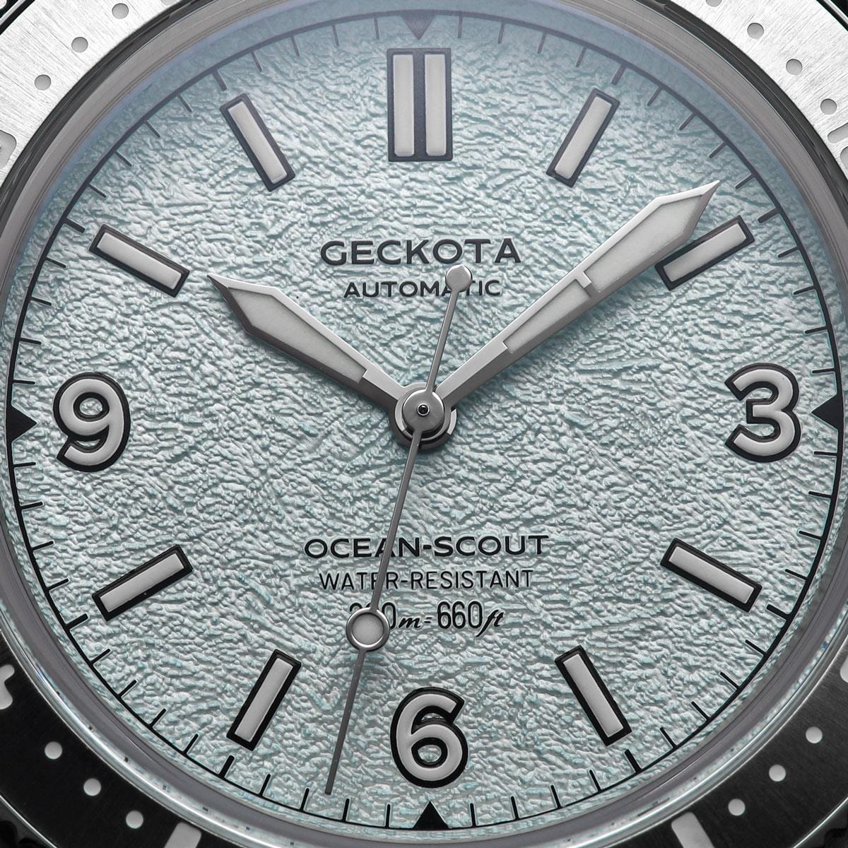 Geckota Ocean-Scout Dive Watch - Frost - Grey Nylon Strap