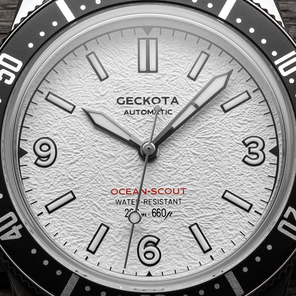 Geckota Ocean-Scout Dive Watch - Ice White - Berwick Stainless Steel Strap