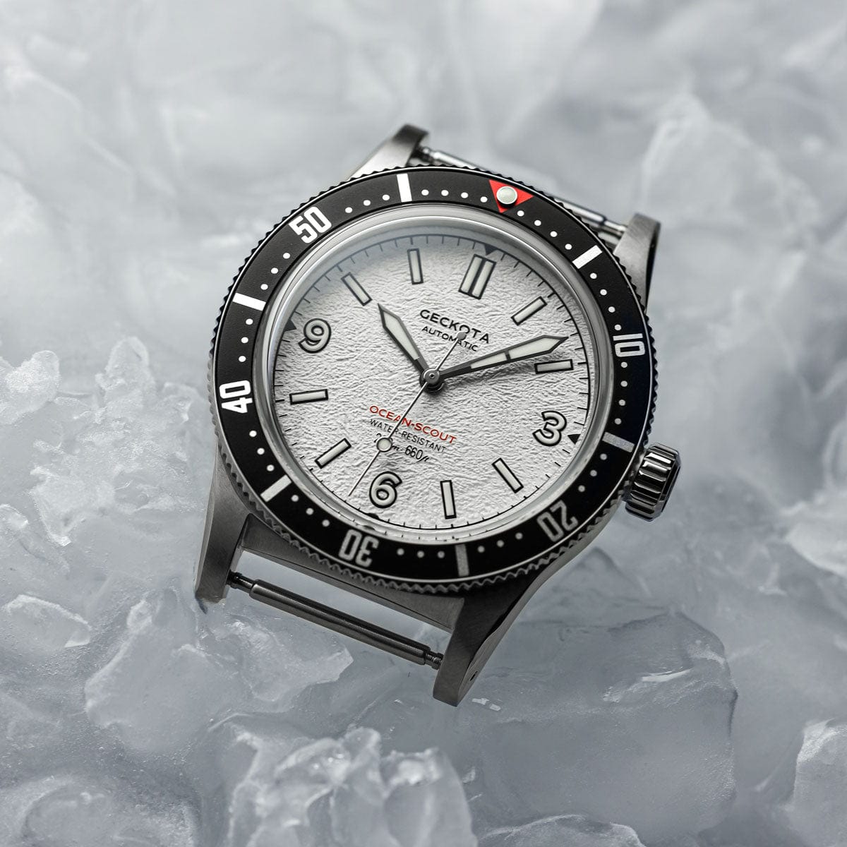 Geckota Ocean-Scout Dive Watch - Ice White - Berwick Stainless Steel Strap