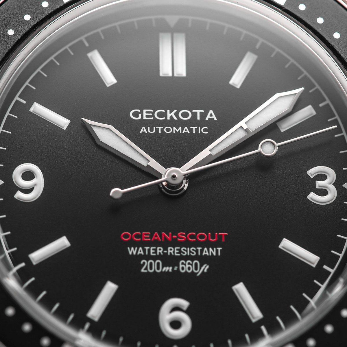 Geckota Ocean-Scout Dive Watch - Raven Black - Grey Nylon Strap