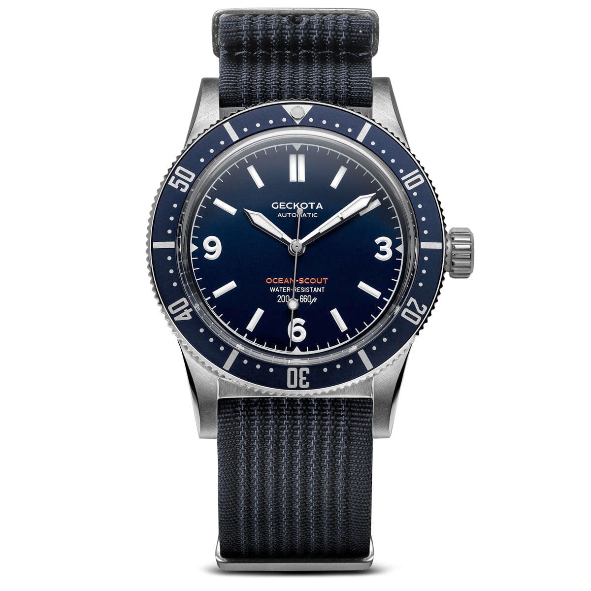 Geckota Ocean-Scout Dive Watch - Royal Blue - Berwick Stainless Steel Bracelet