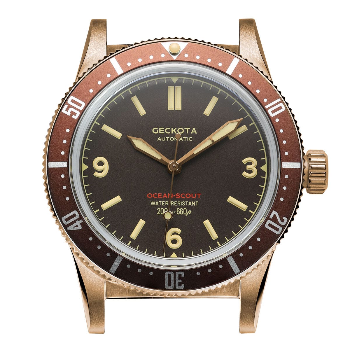 Geckota Ocean-Scout Dive Watch - Sienna Brown - Gold