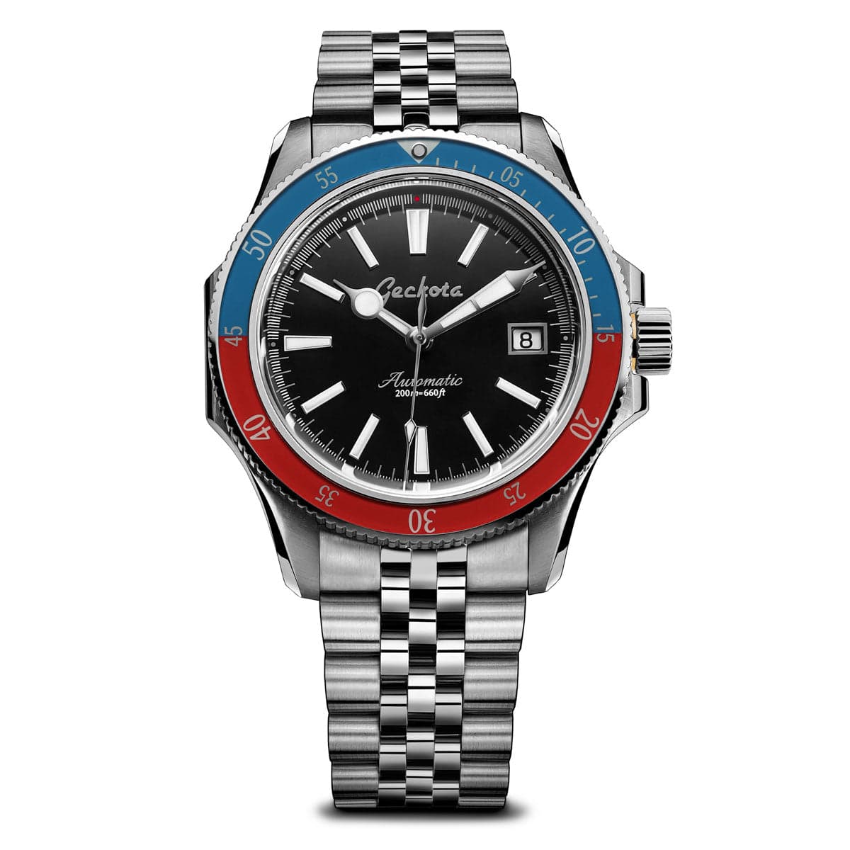 Geckota Sea Hunter Automatic Diver's Watch - Blue / Red - NEARLY NEW