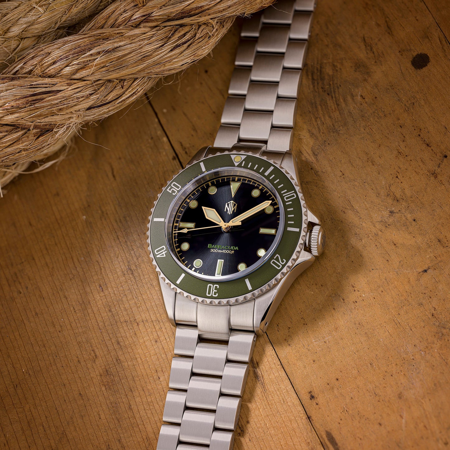 NTH Barracuda Vintage Green No Date - 3 Link Bracelet