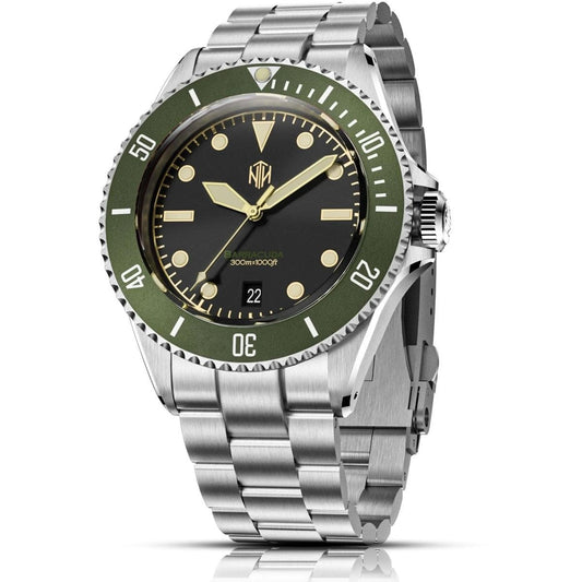 NTH Barracuda Vintage Green With Date - 3 Link Bracelet
