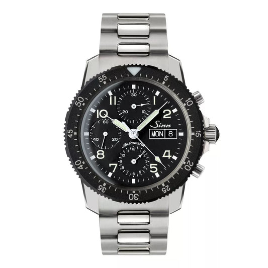 Sinn 103 St Pilot Chronograph Automatic Watch - Black Dial - Solid Bracelet - LIKE NEW