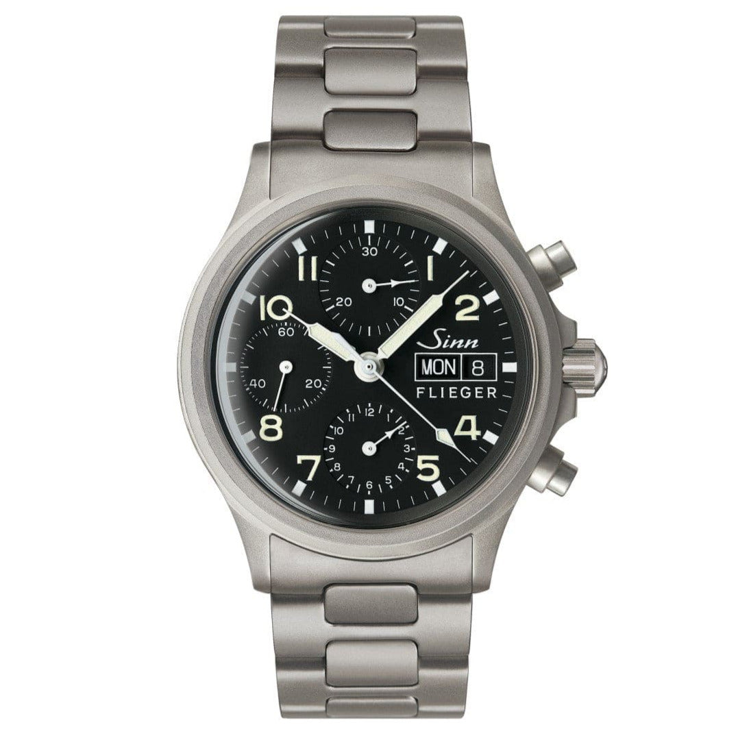 Sinn 356 Sa Pilot Watch Automatic Chronograph - Black Dial - Solid Bracelet