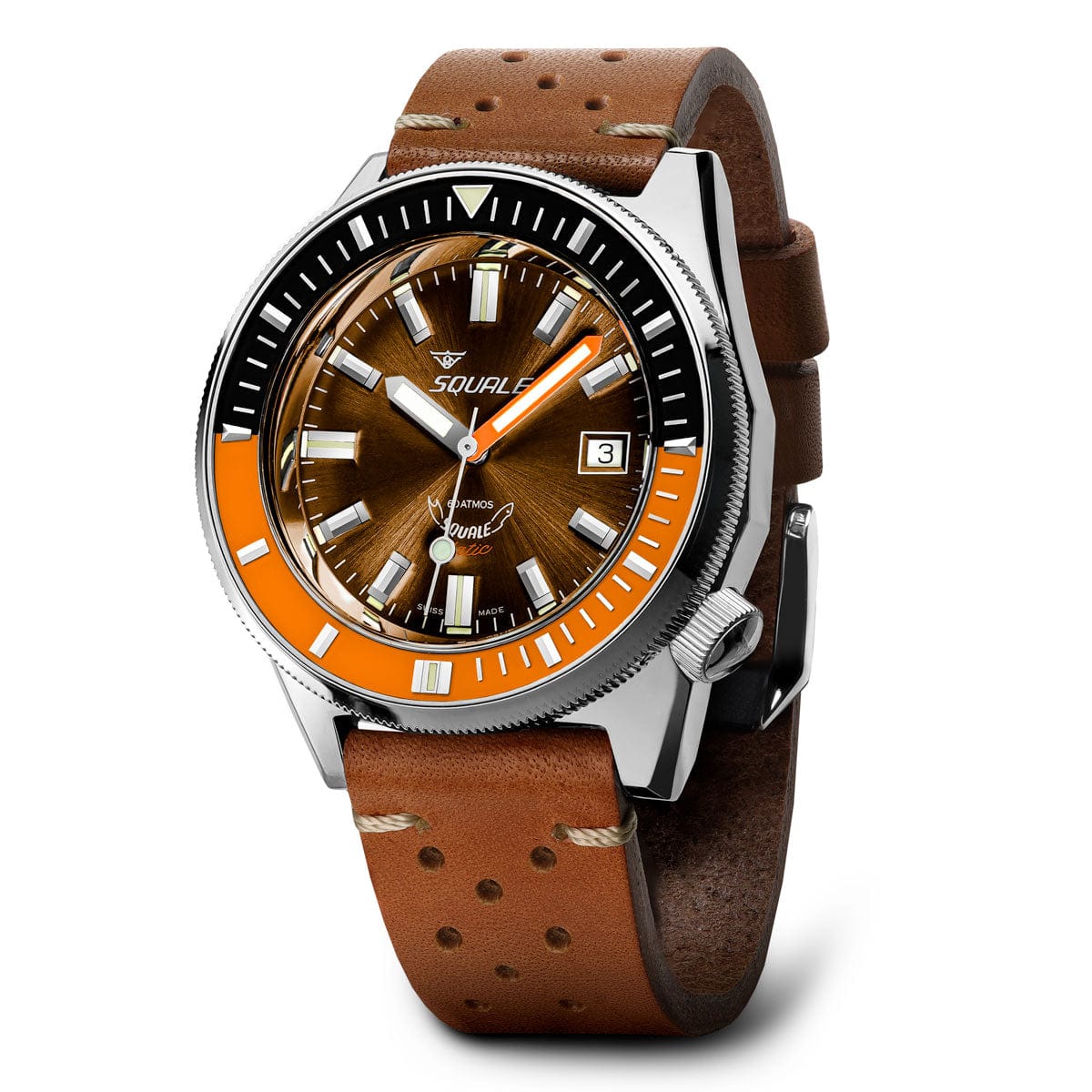 Squale Matic Swiss Diver's Watch - Leather Strap - Brown - NEARLY NEW