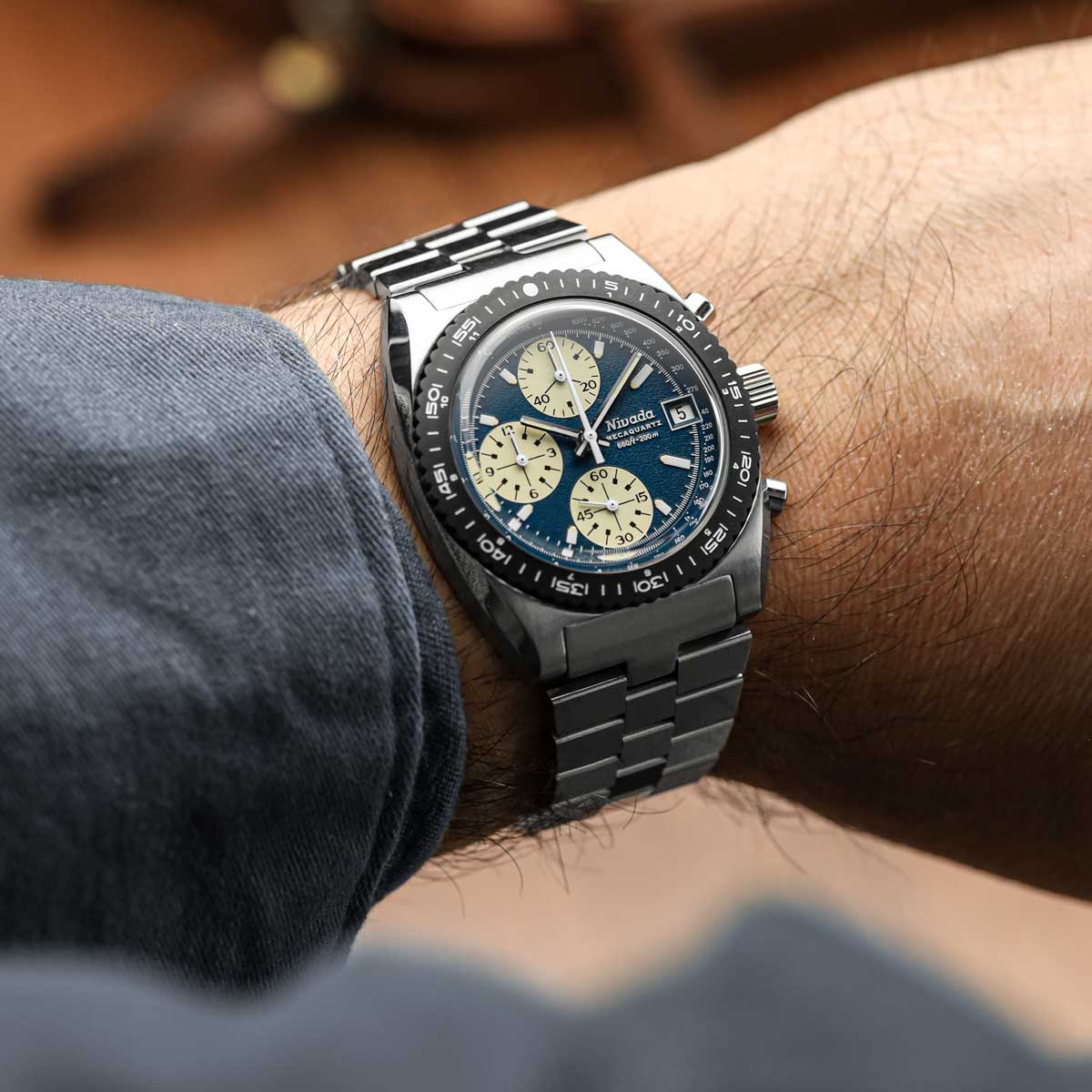 Nivada Grenchen x WatchGecko Autochron - Teal Dial