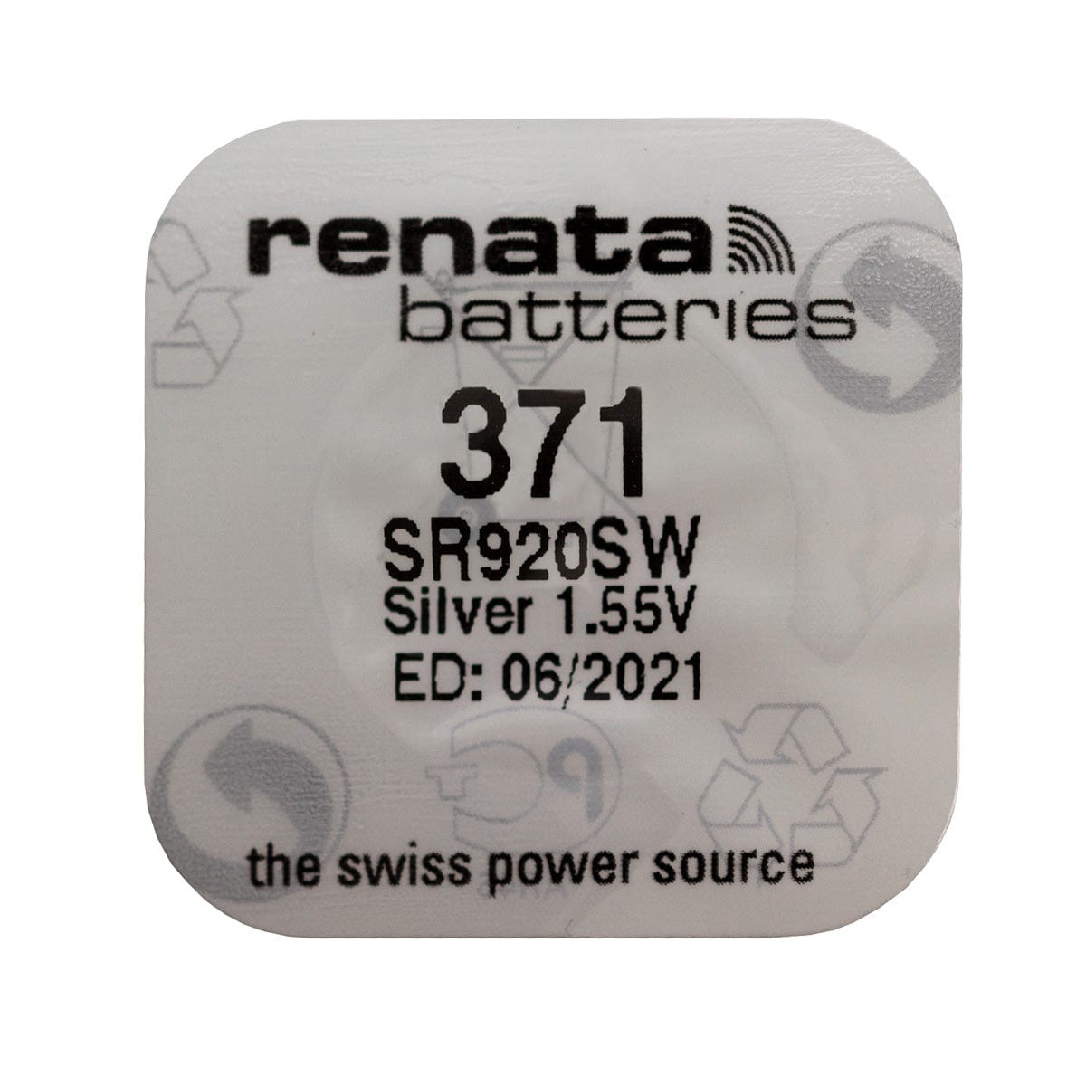 RENATA WATCH BATTERY 1.55V SWISS MADE BATTERIES 371 SR920SW
