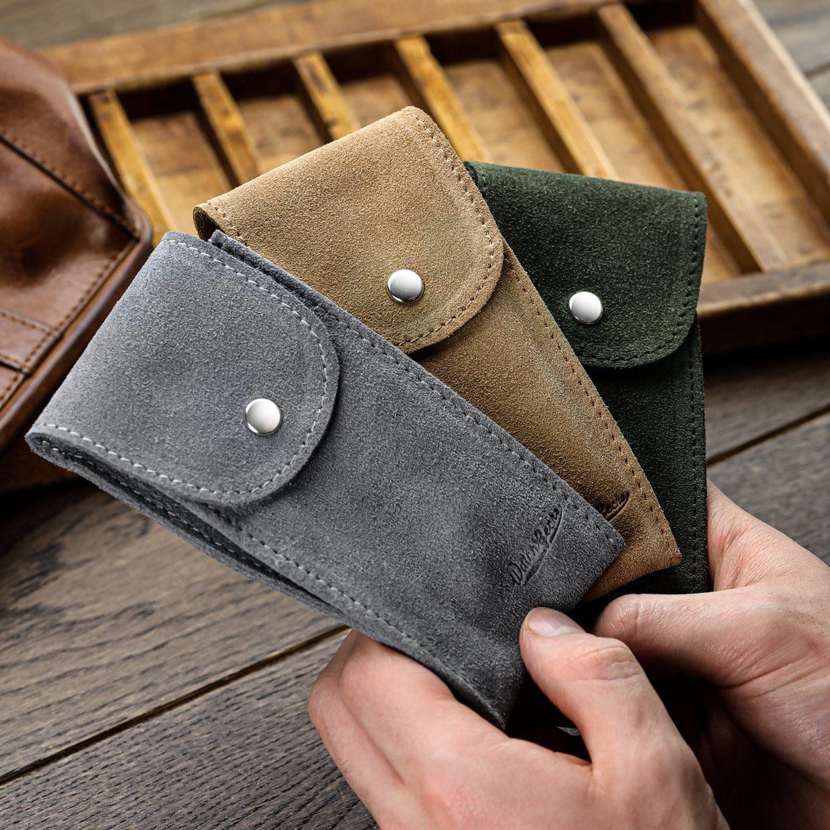 Suede watch top pouch