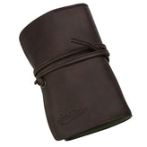 WatchGecko Genuine Leather Rectangular Watch Roll - Brown / Green