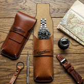 WatchGecko Handmade Artisan Leather Watch Case - Brown