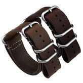 ZULUDIVER Crazy Horse Pull-Up Leather ZULU Watch Strap - Chestnut Brown