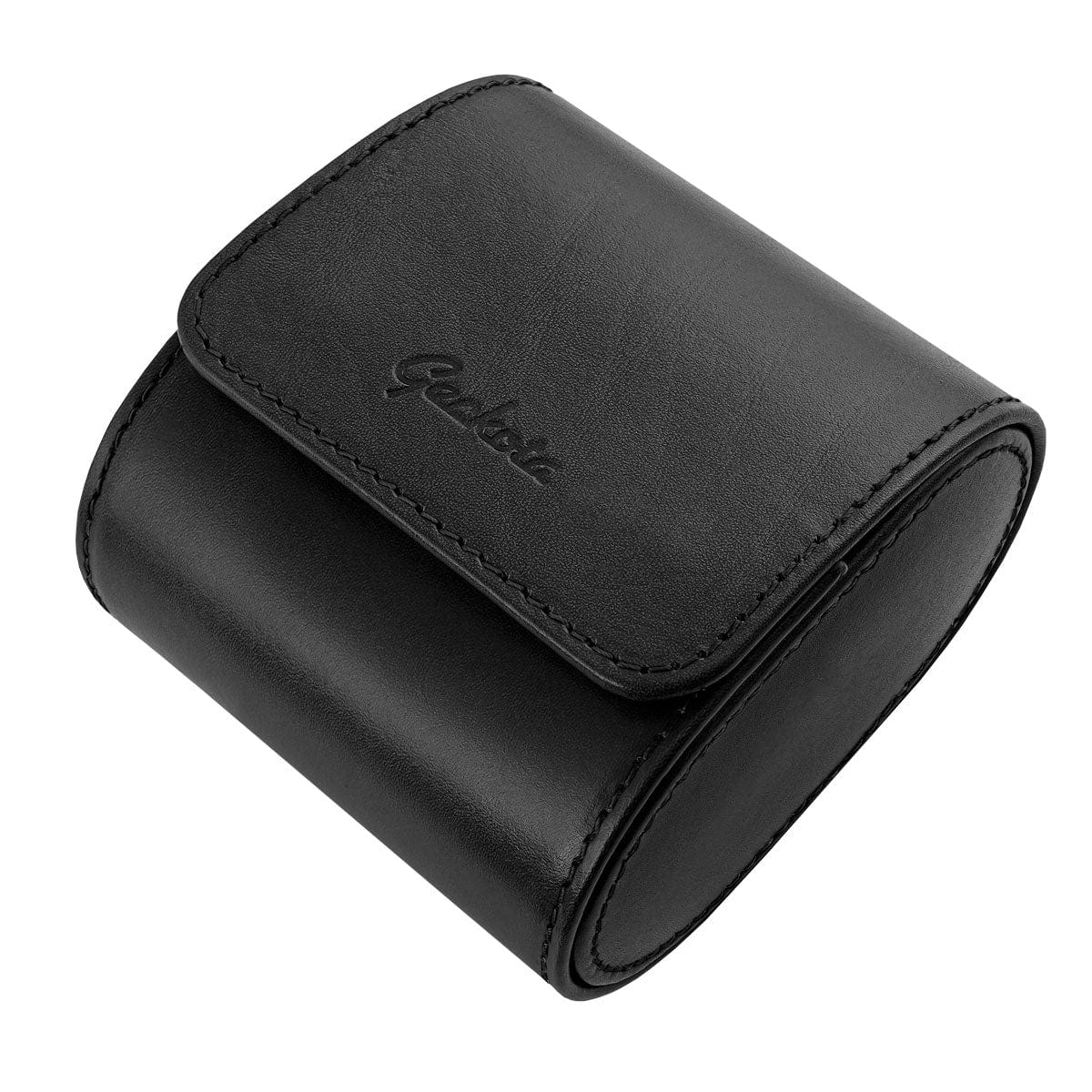 Black leather online watch case