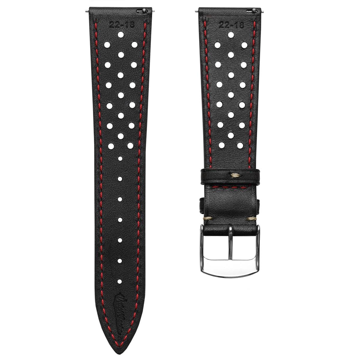 Beaufort Racing Badalassi Carlo Minerva Box Leather Perforated Watch Strap - Black