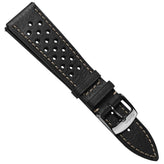 Beaufort Racing Badalassi Carlo Minerva Box Leather Perforated Watch Strap - Black