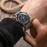 Beaufort Racing Badalassi Carlo Minerva Box Leather Perforated Watch Strap - Black