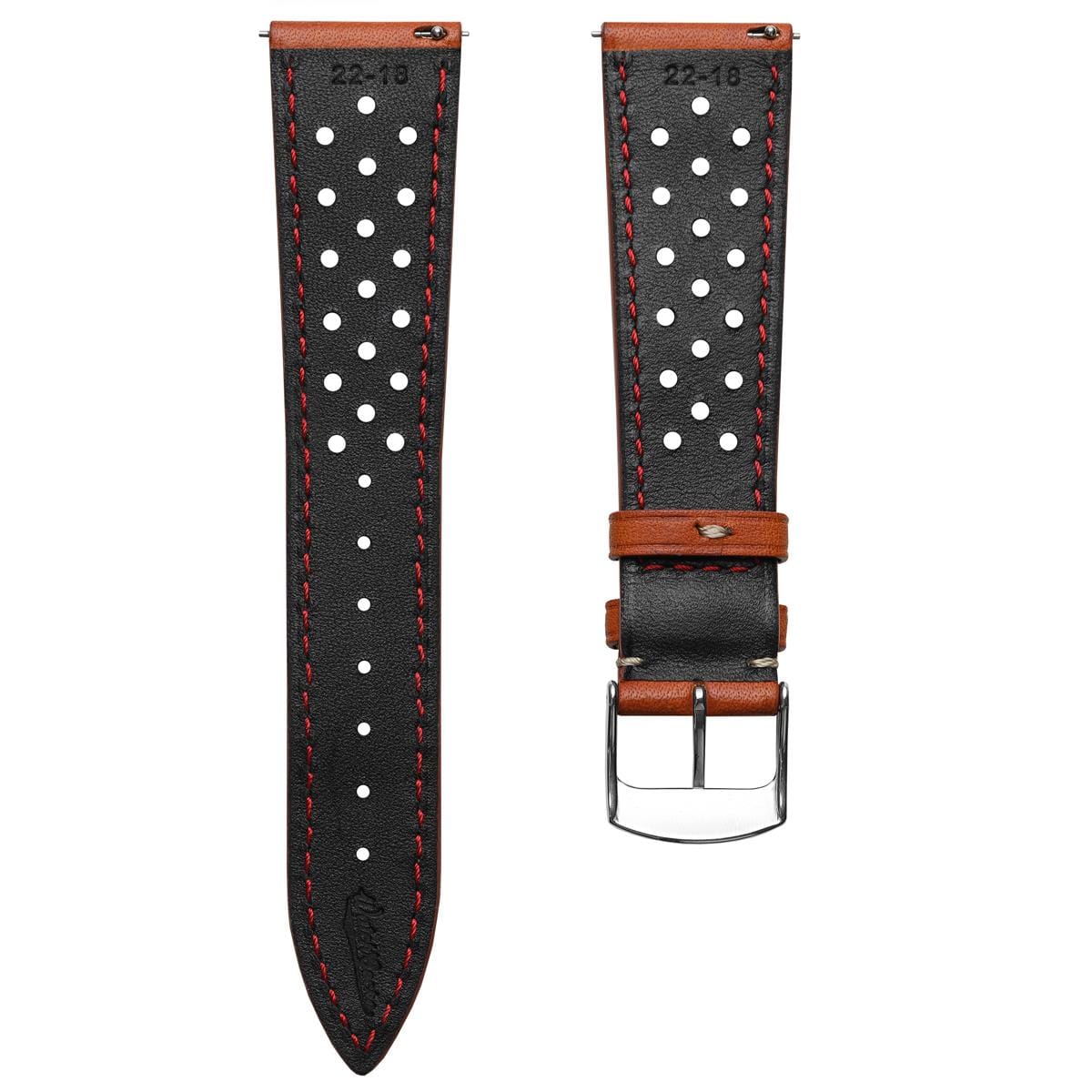 Beaufort Racing Badalassi Carlo Minerva Box Leather Perforated Watch Strap - Coral