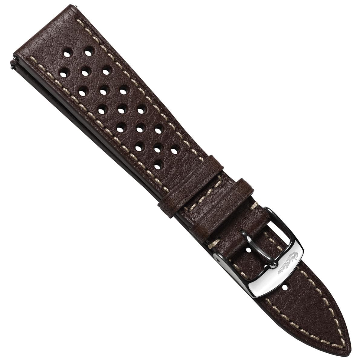 Beaufort Racing Badalassi Carlo Minerva Box Leather Perforated Watch Strap - Dark Brown