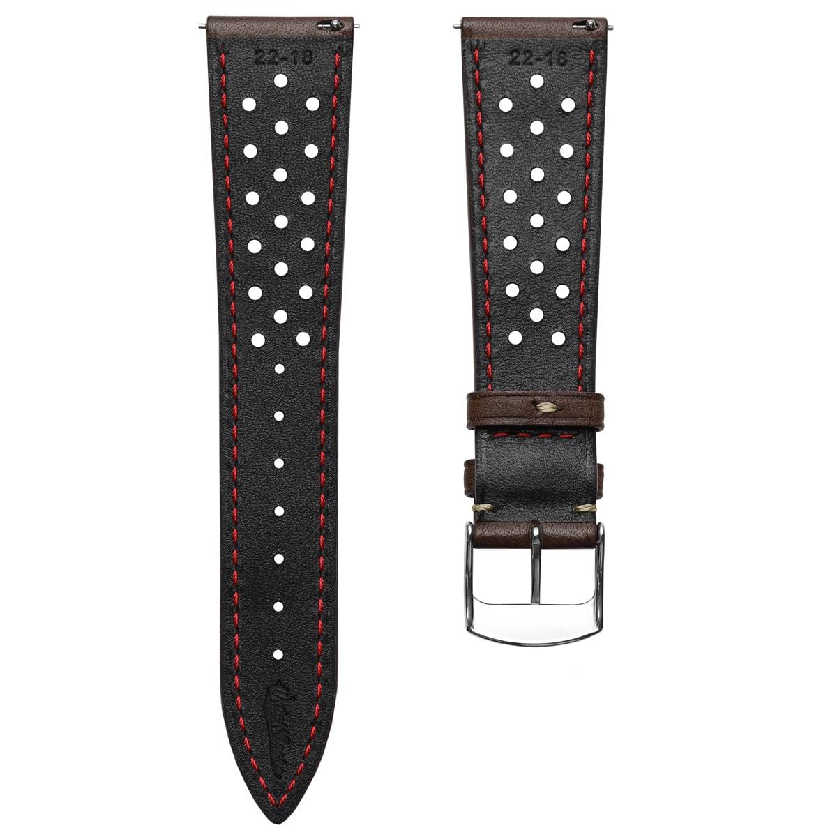 Beaufort Racing Badalassi Carlo Minerva Box Leather Perforated Watch Strap - Dark Brown