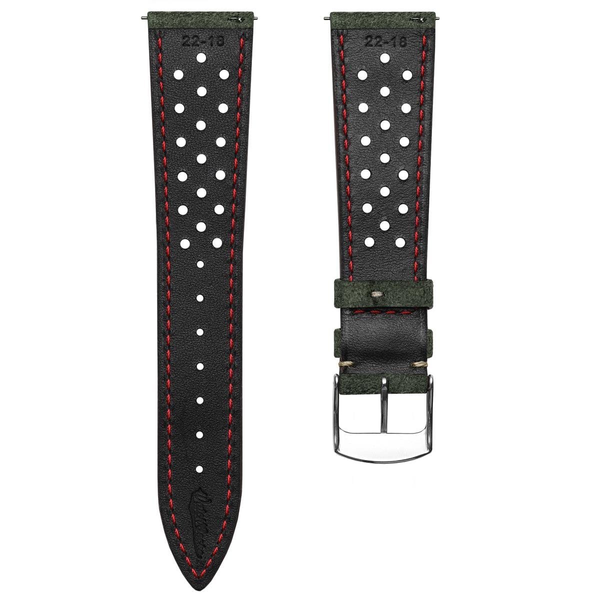 Beaufort Racing Conceria Opera Suede Perforated Watch Strap - Forest Green