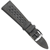 Beaufort Racing Conceria Opera Suede Perforated Watch Strap - Light Grey