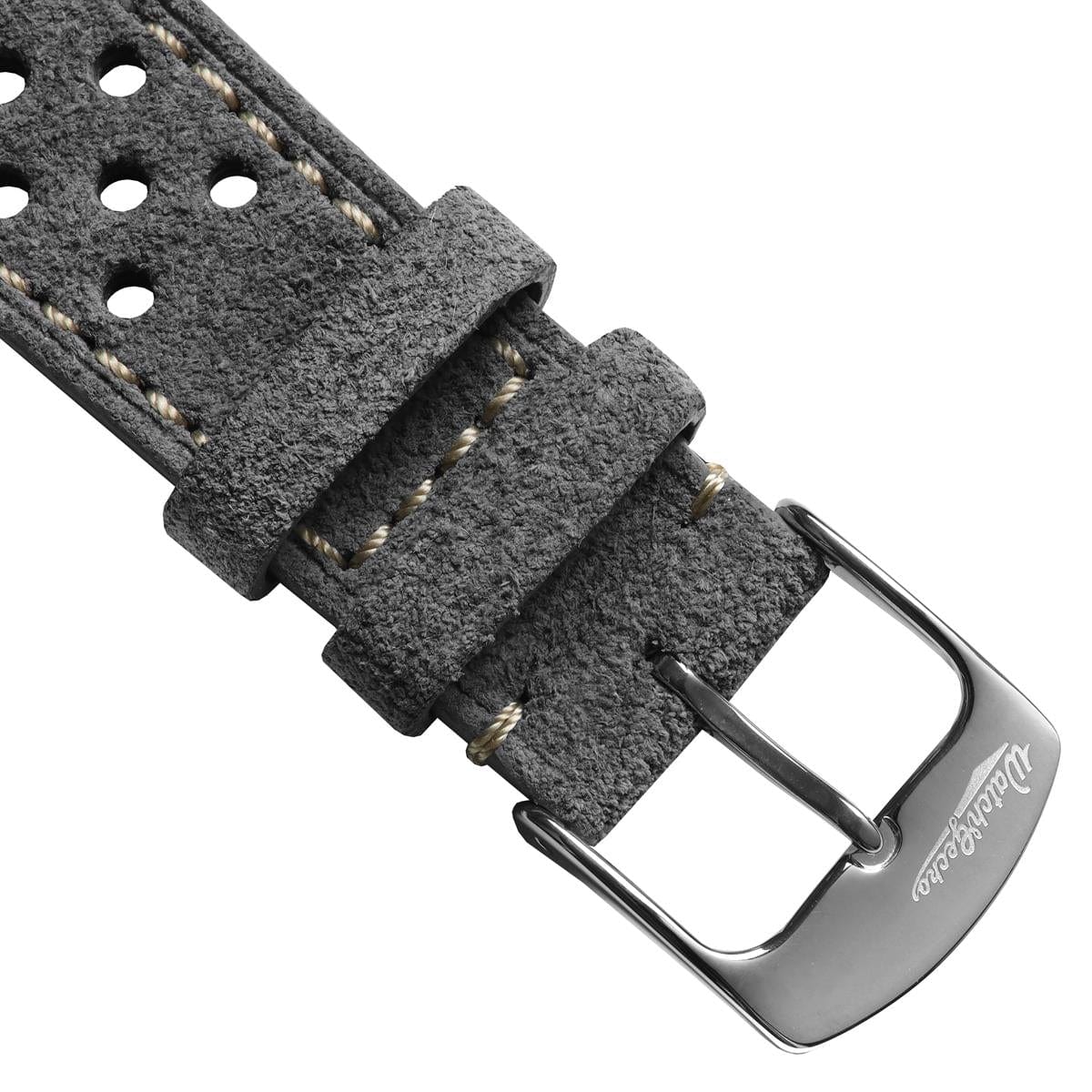 Beaufort Racing Conceria Opera Suede Perforated Watch Strap - Light Grey