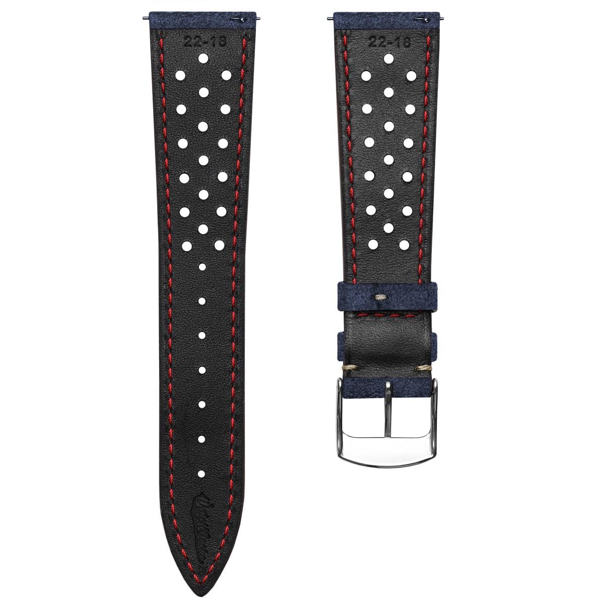 Beaufort Racing Conceria Opera Suede Perforated Watch Strap - Midnight Blue