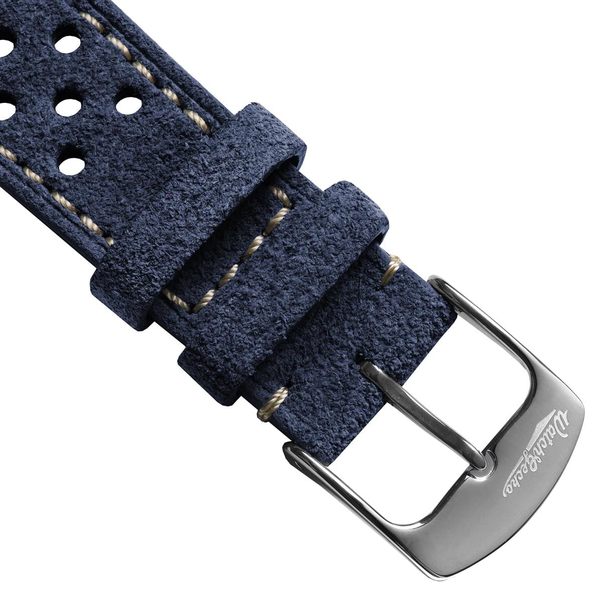 Beaufort Racing Conceria Opera Suede Perforated Watch Strap - Midnight Blue