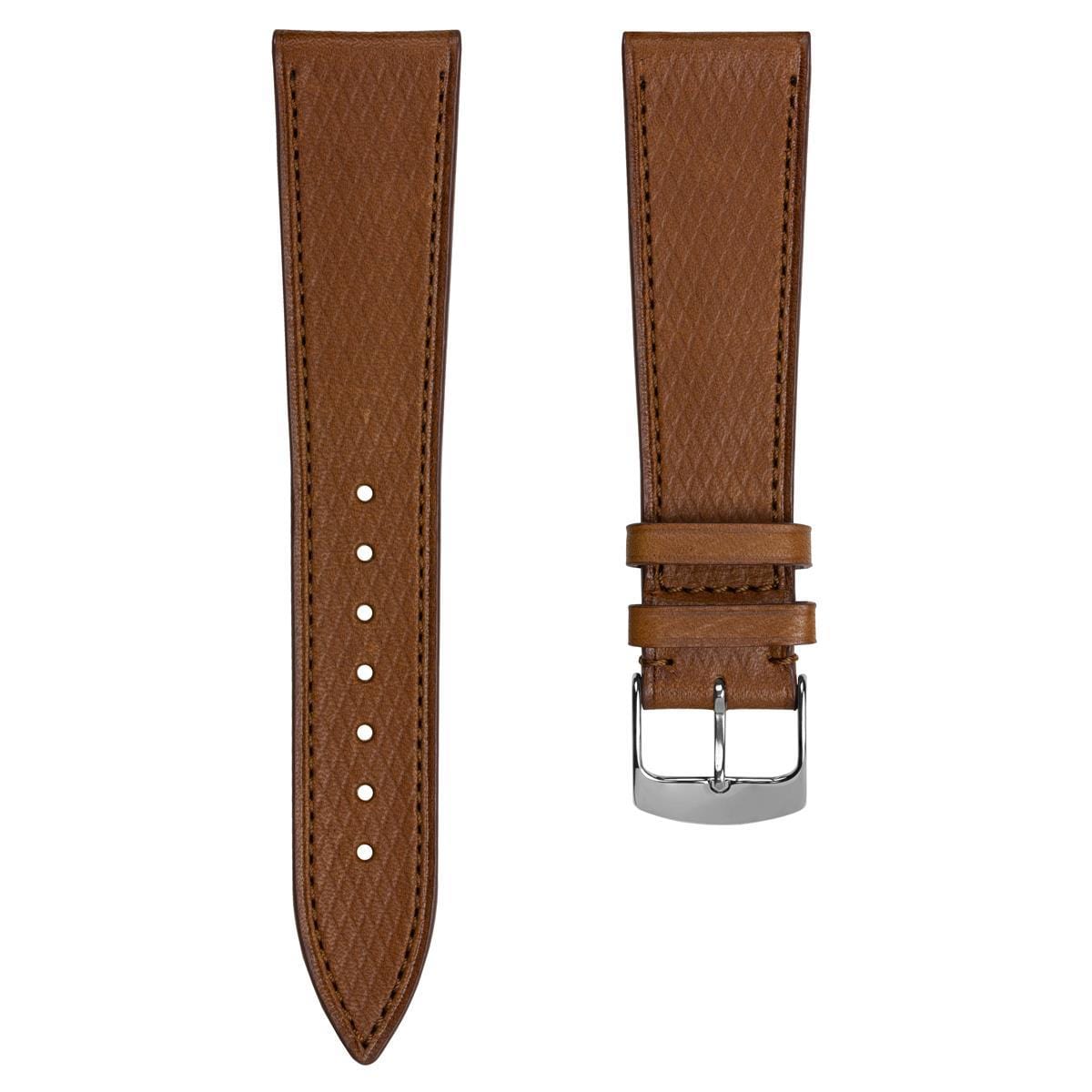 Beswick Novonappa Leather Watch Strap - Diamond Pattern Brown | WatchGecko
