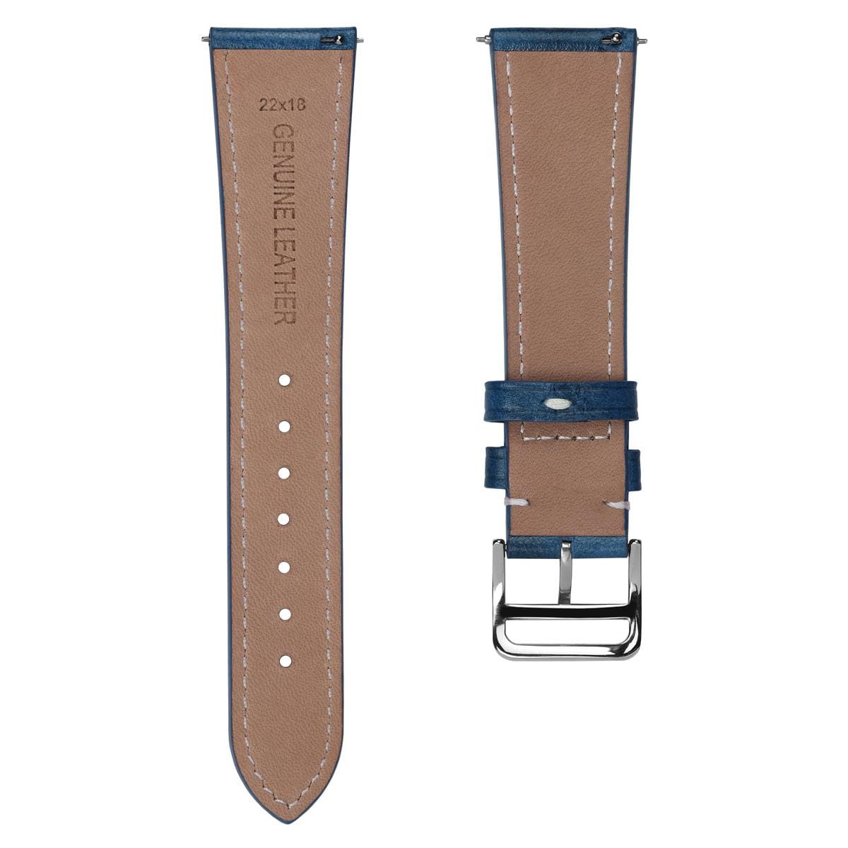Brixham Special Buckle Classic Leather Watch Strap - Blue